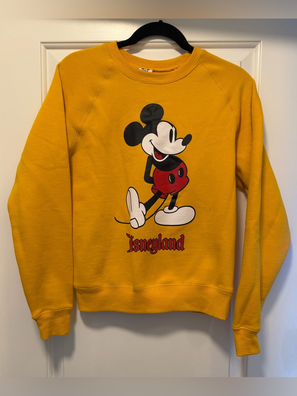 Disney Mustard Mustard Yellow Graphic Mickey Mouse Crewneck Sweatshirt Sz XS